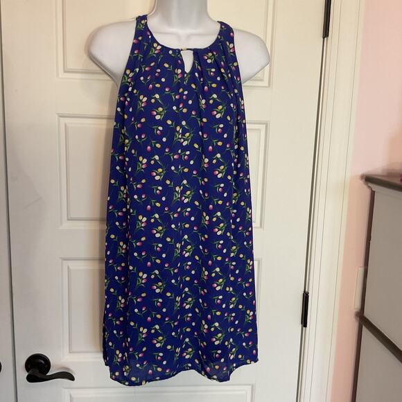 Monteau Girl Blue Floral Party Wedding Church Lined Sundress Sz 12(L) - Picture 1 of 8